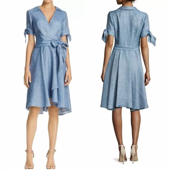 Milly Valerie cotton chambray wrap Dress sz 2 - Picture 1 of 15